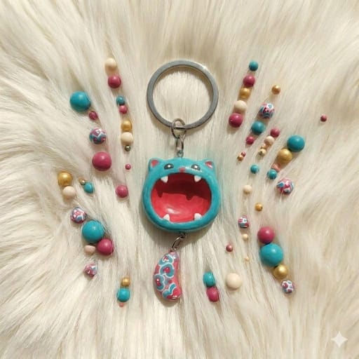 Cat Worry Stone Keychain 